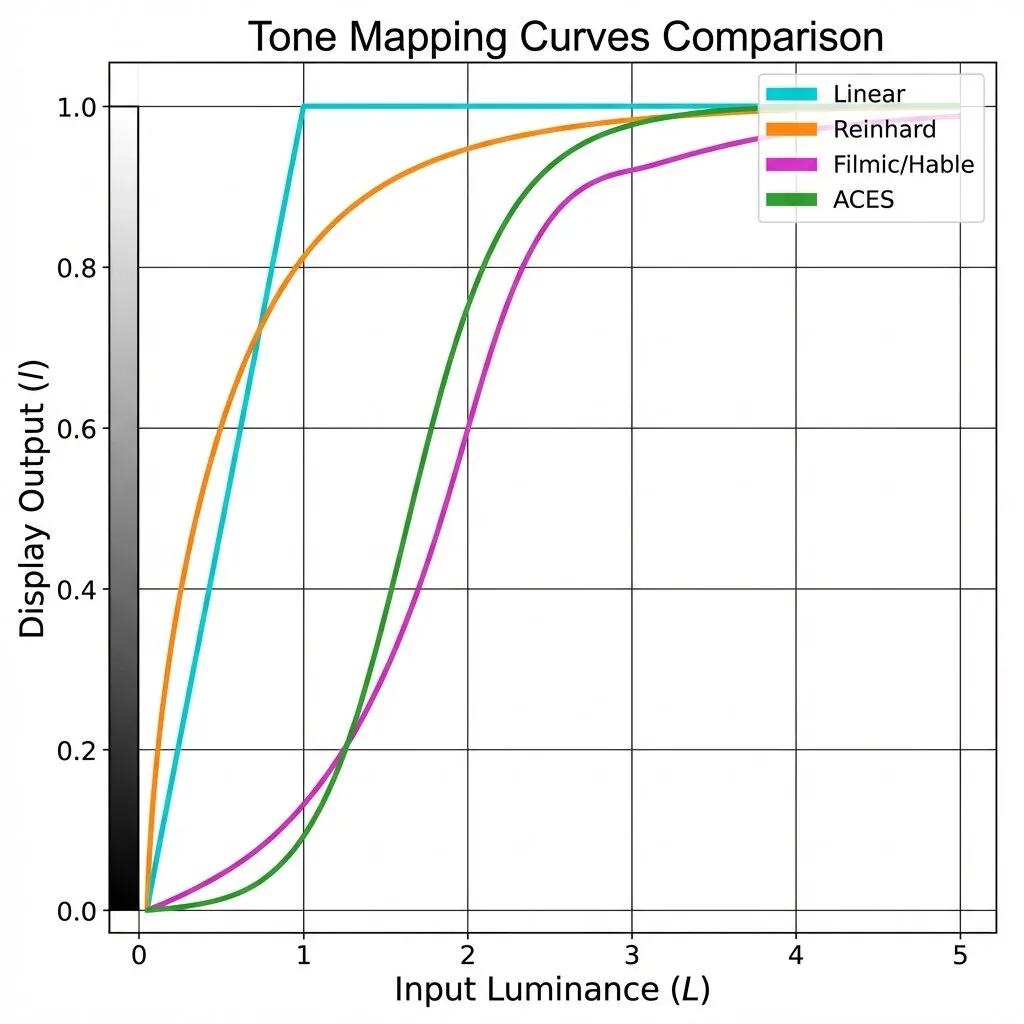 Courbes de tonemapping comparées